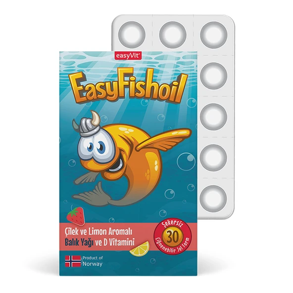 Easy Fish Oil Çilek ve Limon Aromalı Balık Yağı ve D Vitamini 30 Çiğnenebilir Jel ürün görseli 1