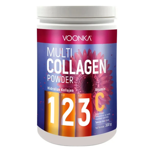 Voonka Multi Collagen Powder Hidrolize Kollajen Tip 1 2 3 Vitamin C 300 gr ürün görseli 1