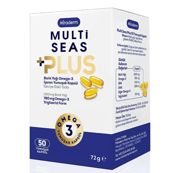 Miraderm Multi Seas Plus Balık Yağı Omega 3 50 Yumuşak Kapsül ürün görseli 1