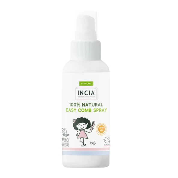 Incia Doğal Kolay Tarama Spreyi Çocuklar İçin Nemlendirici Parlaklaklaştırıcı Anti-Klit 100ml ürün görseli 1