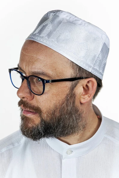 Topbaş Nakış Desenli Kalıp Kumaş Takke Beyaz ürün görseli 1
