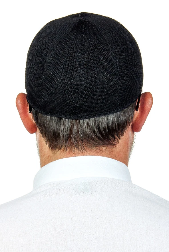 Berra Çelik Örme Dantel Namaz Takkesi Siyah 1 Adet - Resim 3