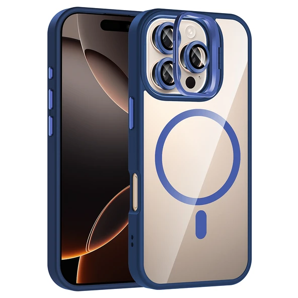 iPhone 16 Pro Kılıf Standlı ve Kamera Lens Hediyeli Kablosuz Şarj Özellikli Etro Kapak ürün görseli 1