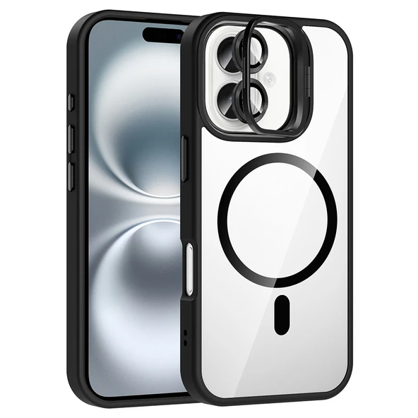 iPhone 16 Kılıf Standlı ve Kamera Lens Hediyeli Kablosuz Şarj Özellikli Etro Kapak ürün görseli 1