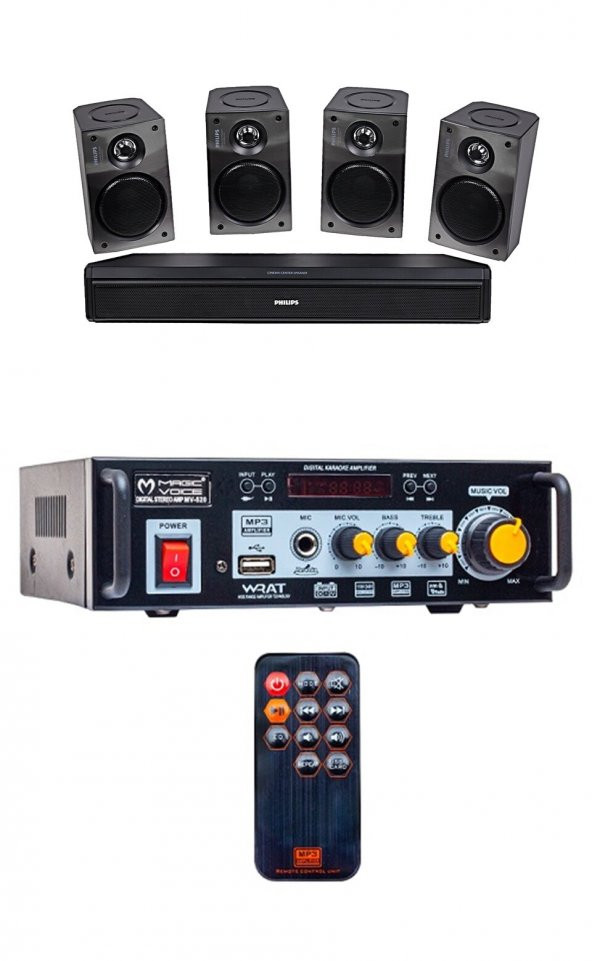 MAGICVOICE ANFİ +PHİLİPS CS-3950 D 5 Lİ TAKIM HOPARLÖR SET. ürün görseli 1