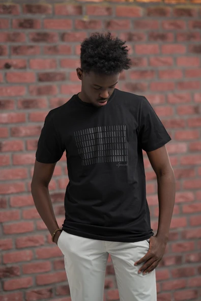Slim Fit Pamuklu Önü Baskılı Sıfır Yaka T-Shirt ürün görseli 1