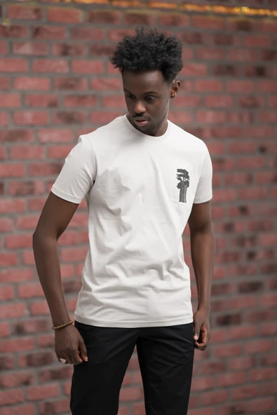 Slim Fit Sıfır Yaka Baskılı Pamuklu T-Shirt ürün görseli 1