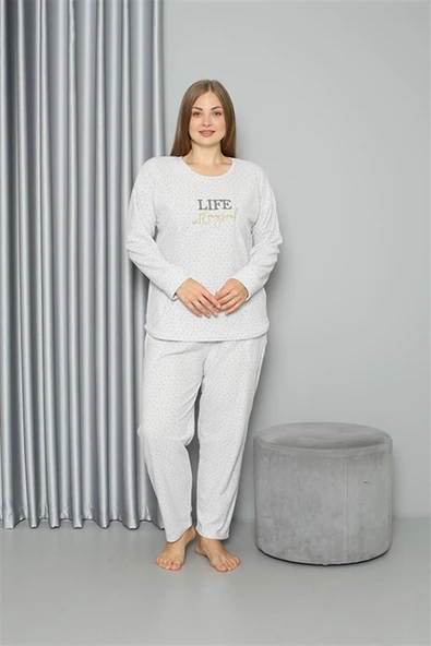 Moda Çizgi Welsoft Polar Kadın Büyük Beden Pijama Takımı 808050 ürün görseli 1