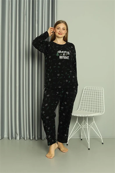 Moda Çizgi Welsoft Polar Kadın Büyük Beden Pijama Takımı 808043 ürün görseli 1