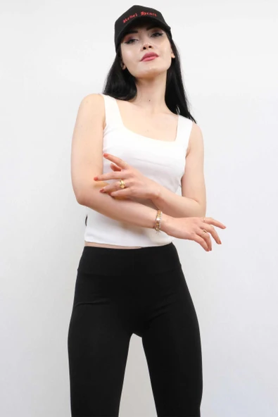 Moda Çizgi Triko Atlet Beyaz ürün görseli 1