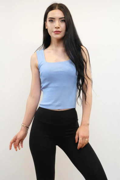 Moda Çizgi Triko Atlet Mavi ürün görseli 1