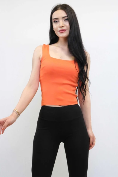 Moda Çizgi Triko Atlet Turuncu ürün görseli 1
