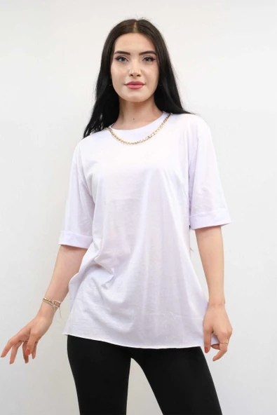 Moda Çizgi Zincir Aksesuarlı Tshirt Beyaz ürün görseli 1