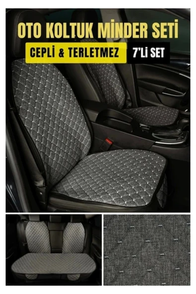 Volkswagen cc-2012 SonrasıTerletmez Kaymaz Keten Oto Minder Kılıf Komple Set ( 7 Parça ) Füme ürün görseli 1