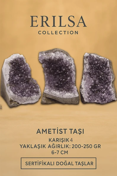 Sertifikalı Ametist Taşı Kütlesi 200-250 Gr – Doğal Ham Kristal Şifa Taşı Stresi Azalt Huzur Ver ürün görseli 1