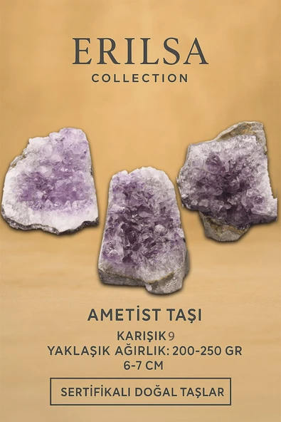 Sertifikalı Ametist Taşı Kütlesi 200-250 Gr – Doğal Ham Kristal Şifa Taşı Stresi Azalt Huzur Ver ürün görseli 1