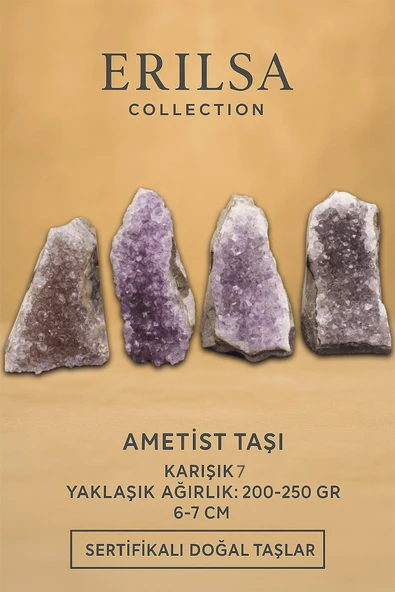 Sertifikalı Ametist Taşı Kütlesi 200-250 Gr – Doğal Ham Kristal Şifa Taşı Stresi Azalt Huzur Ver ürün görseli 1