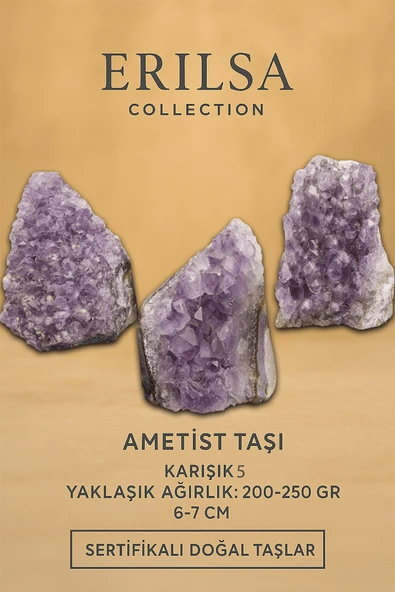 Sertifikalı Ametist Taşı Kütlesi 200-250 Gr – Doğal Ham Kristal Şifa Taşı Stresi Azalt Huzur Ver ürün görseli 1