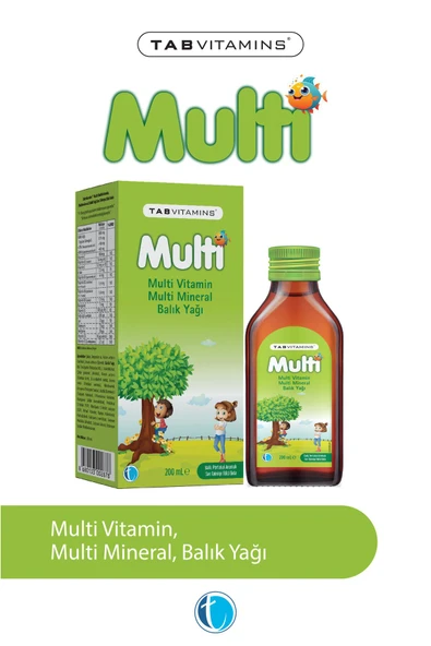 Tabvitamins Multi 200 ml Multivitamin Multimineral Balık Yağı Omega 3 Şurup ürün görseli 1