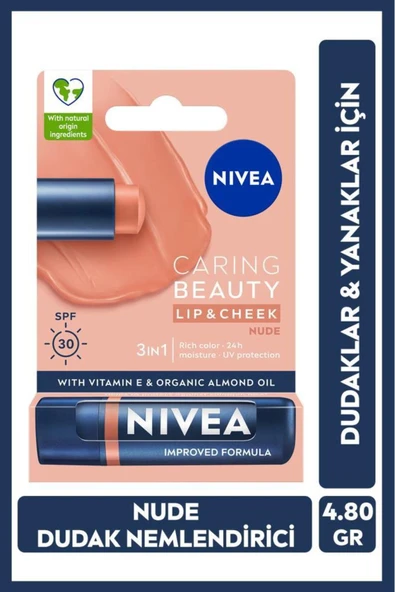 NIVEA Renkli Dudak Bakım Kremi,nude,4,8gr,nemlendirme,spf30,doğal Yağlar,e Vitamini,dudak Ve Yanaklar Için ürün görseli 1
