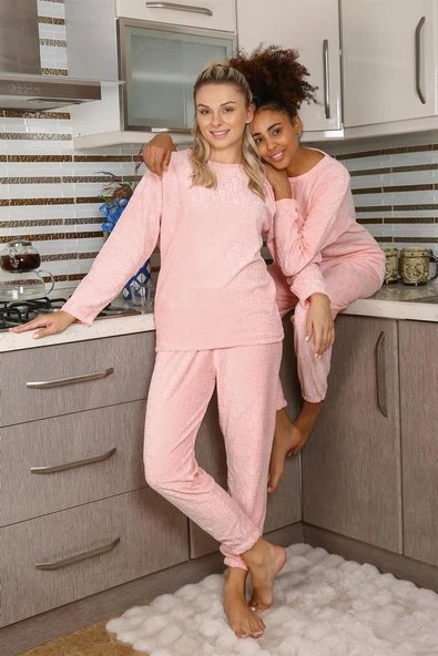 Moda Çizgi Kadın Kadife Pijama Takım 4183 ürün görseli 1
