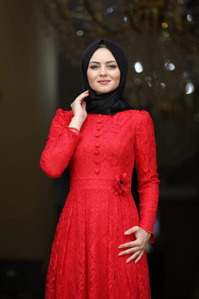 Ahunisa Henna Abiye Kırmızı 5646 ürün görseli 1