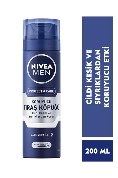 NIVEA Men Erkek Tıraş Köpüğü Protect&care 200ml, Aloe Vera, Pürüzsüz Tıraş, Cildi Kesiklerden Korur ürün görseli 1
