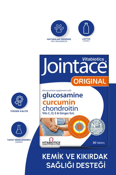 Jointace Glukozamin Kondroitin, D Vitamini, Kurkumin İçeren Kemik Sağlığı Destek Vitamini 30 Tablet ürün görseli 1