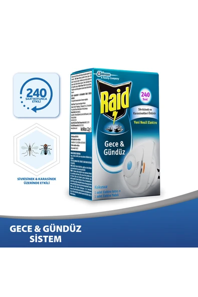 Raid Gece & Gündüz Sinekkovar 1 Yedek 240 Saat Etki (sivrisinek Ve Karasineklere Karşı) ürün görseli 1
