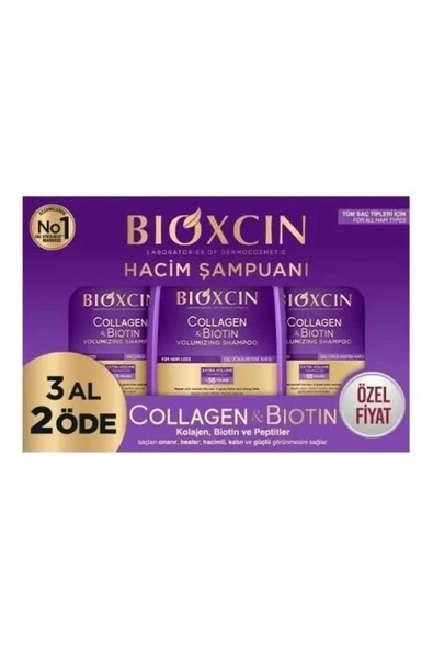 Bioxcin Collagen & Biotin Hacim Şampuan 3 Al 2 Öde 3 X 300 ml ürün görseli 1