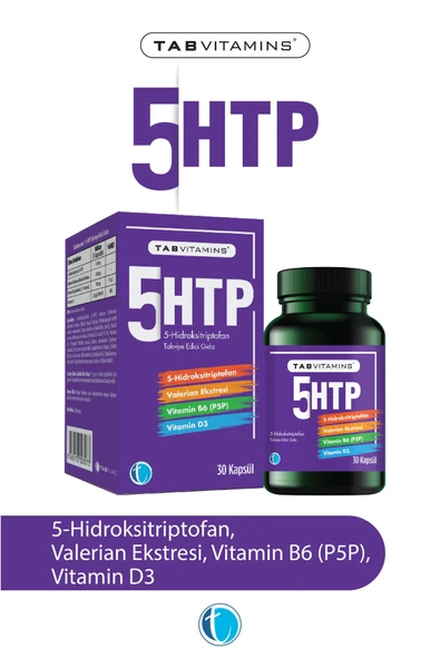 Tabvitamins 5-HTP 30 Bitkisel Kapsül Valerian Vitamin B6 P5P Vitamin D3 ürün görseli 1