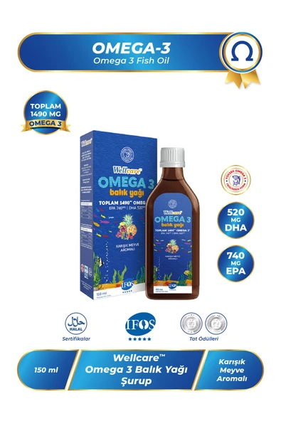 Wellcare Omega 3 Karışık Meyve Aromalı Balık Yağı - 150 ML ürün görseli 1