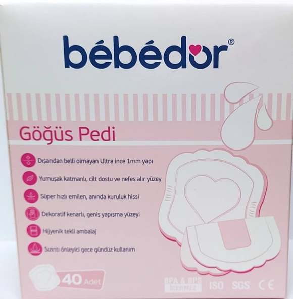 BEBEDOR GÖĞÜS PEDİ 40LI ULTRA İNCE 1MM ürün görseli 1