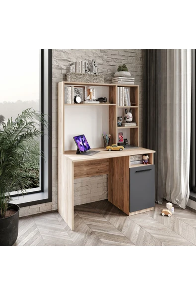 Afilli İzmir Çalışma Masası Flora Antrasit Tamamı Mdf ürün görseli 1