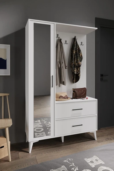 Afilli Oslo Aynalı Portmanto Vestiyer Tamamı Mdf 7 Yıl Garantili ürün görseli 1