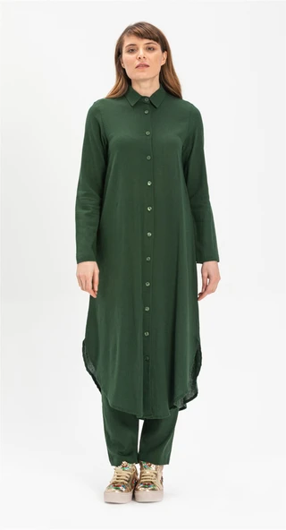 Edanur Şile Bezi Mevsimlik ve Yazlık Tunik Yeşil Ysl 2XL Yeşil ürün görseli 1