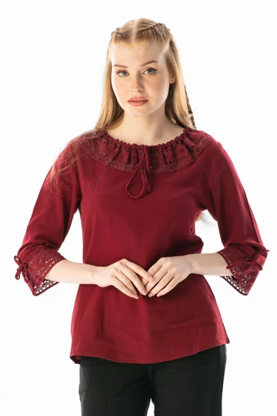 Zehra Şile Bezi Yazlık Bluz Bordo Brd 3XL Bordo ürün görseli 1