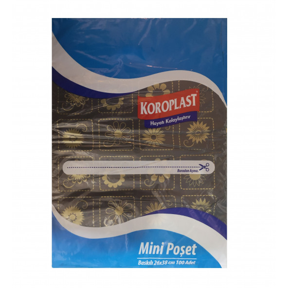 ÇİÇEK Baskılı ekonomik ORTA BoY HIŞIR POŞET 26x38cm (100 adet) ürün görseli 1