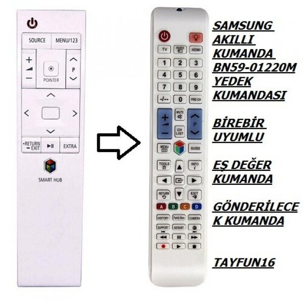 SAMSUNG AKILLI KUMANDA BN59-01220M BEYAZ YEDEK KUMANDA ürün görseli 1