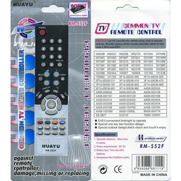 SAMSUNG RM-552F TÜPLÜ TELEVİZYON KUMANDASI-Üniversal ürün görseli 1