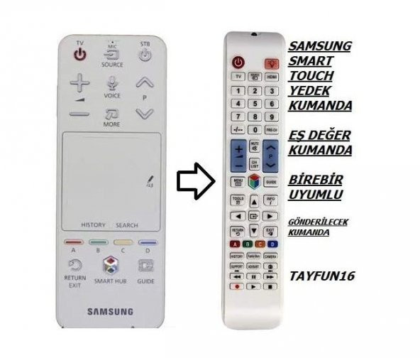 SAMSUNG AKILLI KUMANDA AA59-00775A BEYAZ AA59-00774A - YEDEK KUMANDASI ürün görseli 1