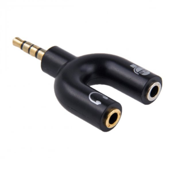 Aux to 2 Aux 3.5mm M/2F Adaptör (Kulaklık/Mikrofon) KULAKLIK VE MİKROFON BİRLEŞTİRİCİ ürün görseli 1
