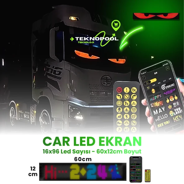 Pixel Led Panel Kişiselleştirilebilir Telefon Kontrollü Yapışkan, Esnek Araç LED'i 14X133 CM ürün görseli 1
