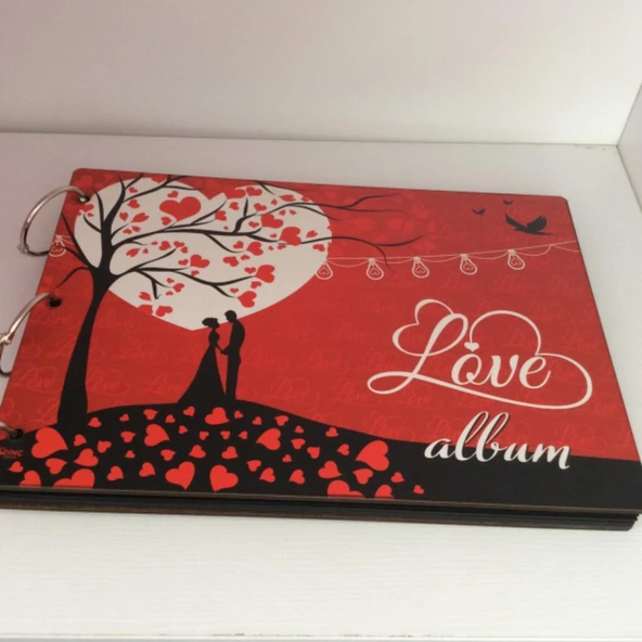 Aşk Temalı Ahşap Kapaklı Kendin Yap Fotoğraf Albüm Defter ürün görseli 1