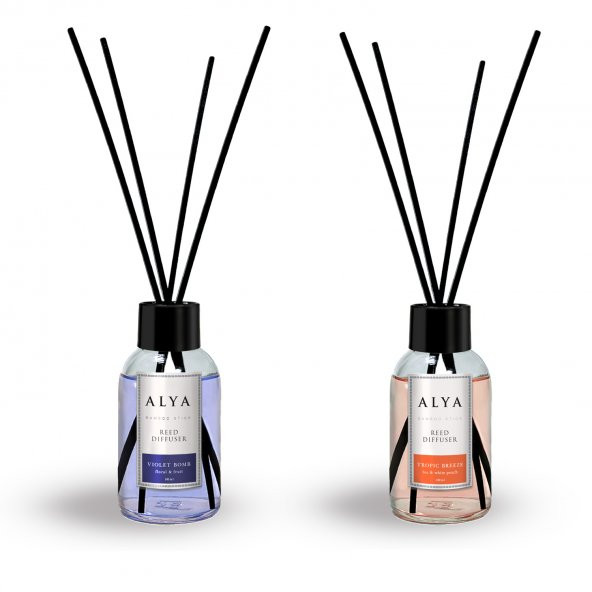 Alya Bambu Çubuklu Oda Kokusu Tropic Breeze ve Violet Bomb 100 ml x 2 Adet ürün görseli 1
