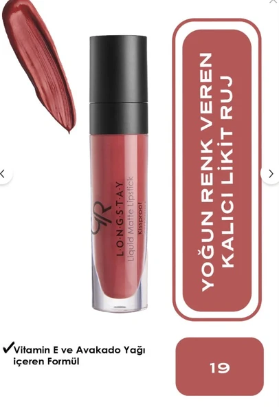 Golden Rose Longstay Liquid Matte Lipstick No:19 ürün görseli 1