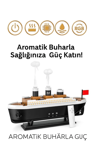Gemi Tasarımlı Işıklı Aroma Terapi  Hava Nemlendirici Buhar Etkisiyle Ferahlık ve Şıklık Bir Arada ürün görseli 1