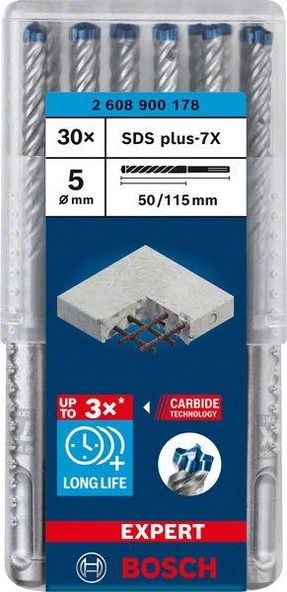 EXPERT SDS plus-7X K-Delici Ucu 5*115, 30 parça ürün görseli 1