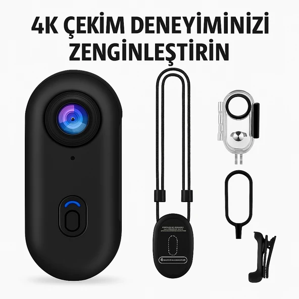 Ultra Kompakt 4K Aksiyon Kamerası  Su Geçirmez, Yüksek Çözünürlüklü Kayıt Ultra HD Mini Kamera ürün görseli 1