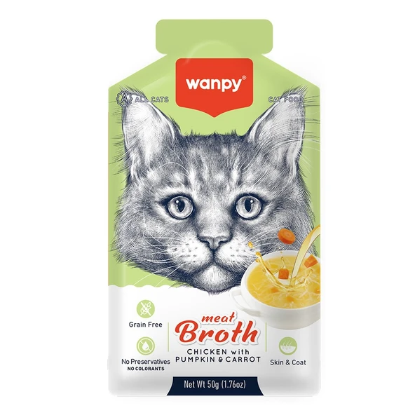 Wanpy Kediler için Bal Kabağı & Havuçlu Tavuk Eti Çorbası 50g ürün görseli 1